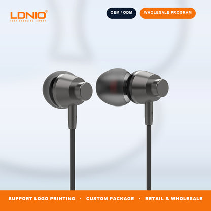 LDNIO HP05 3.5mm Wired In Ear Earphones Built in Mic Heavy Bass Mobile Phone Headset Bulk