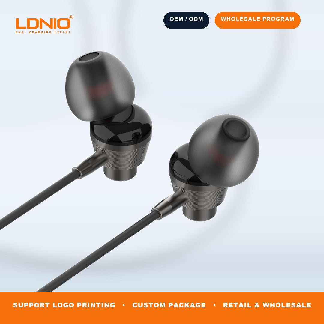 LDNIO HP05 3.5mm Wired In Ear Earphones Built in Mic Heavy Bass Mobile Phone Headset Bulk