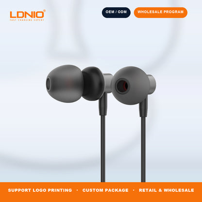 LDNIO HP06 3.5mm Wired Stereo Earbuds Inline Mic 1.2M Cable Wholesale Wired Earphone OEM