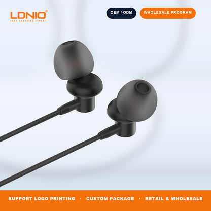 LDNIO HP06 3.5mm Wired Stereo Earbuds Inline Mic 1.2M Cable Wholesale Wired Earphone OEM