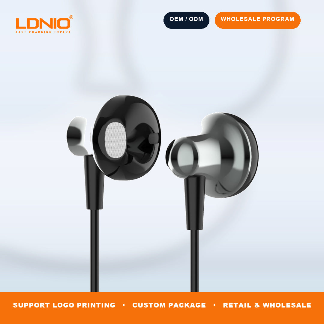 LDNIO HP08C Type C Wired Earphones In Line Controller HD Mic Stereo Bass Earbuds Wholesale