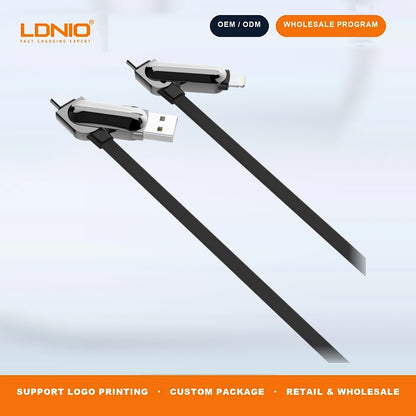 LDNIO LC25 100W 4-in-1 Fast Charging Data Cable, Multi Connectors for All Devices