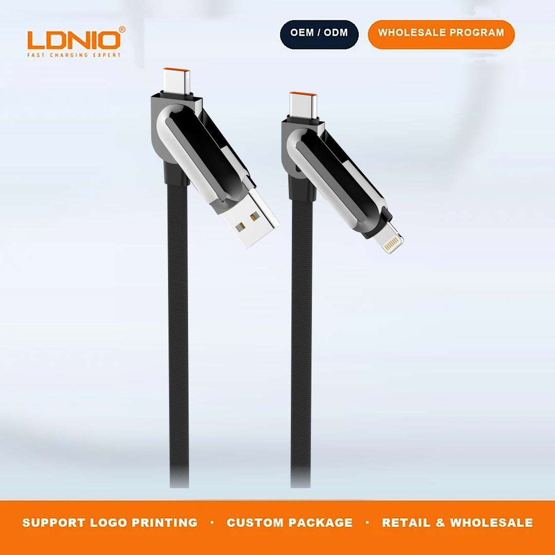 LDNIO LC25 100W 4-in-1 Fast Charging Data Cable, Multi Connectors for All Devices