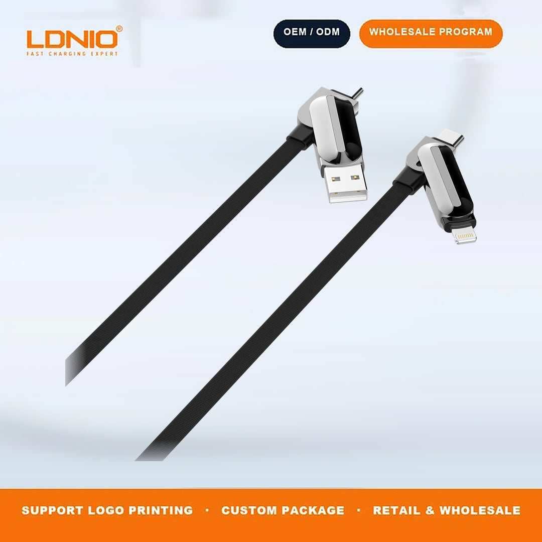 LDNIO LC25 100W 4-in-1 Fast Charging Data Cable, Multi Connectors for All Devices