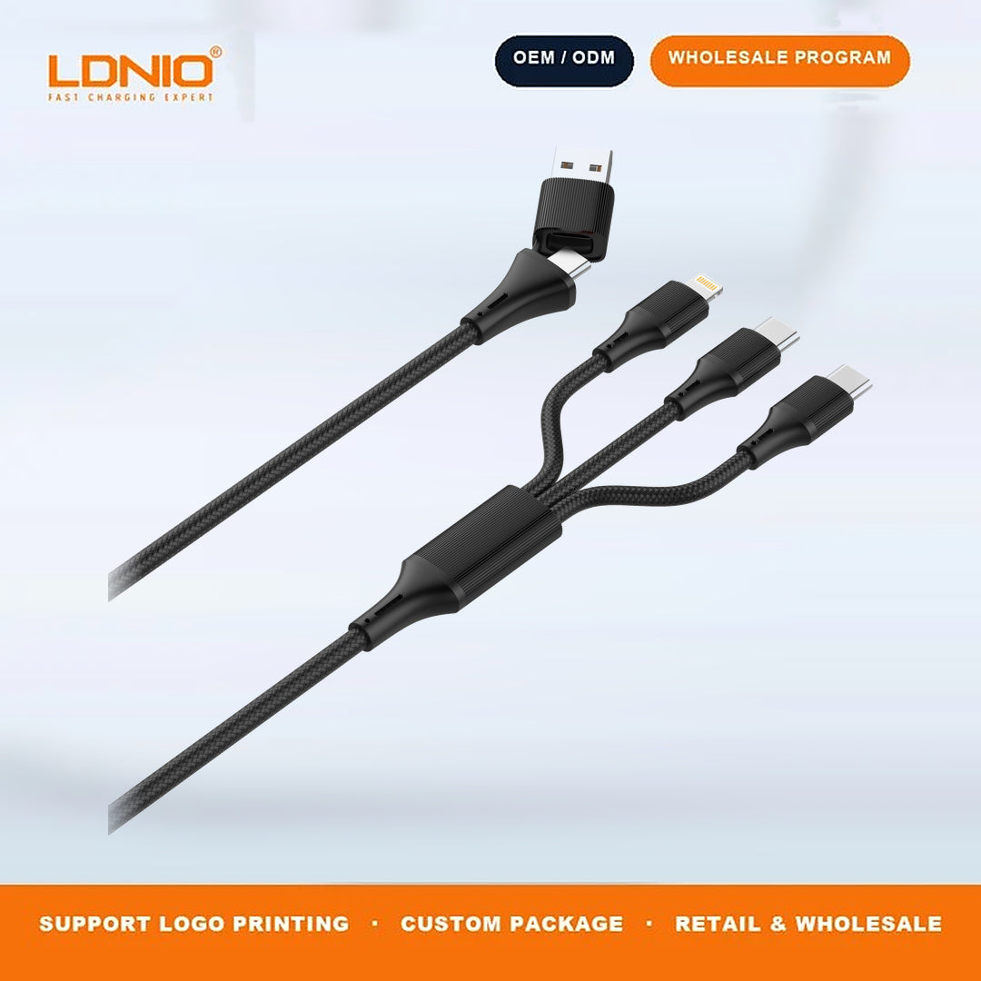 LDNIO LC97UC 100W 2 In 3 Fast Charging Cable Braided Multi-Purpose Phone Cord