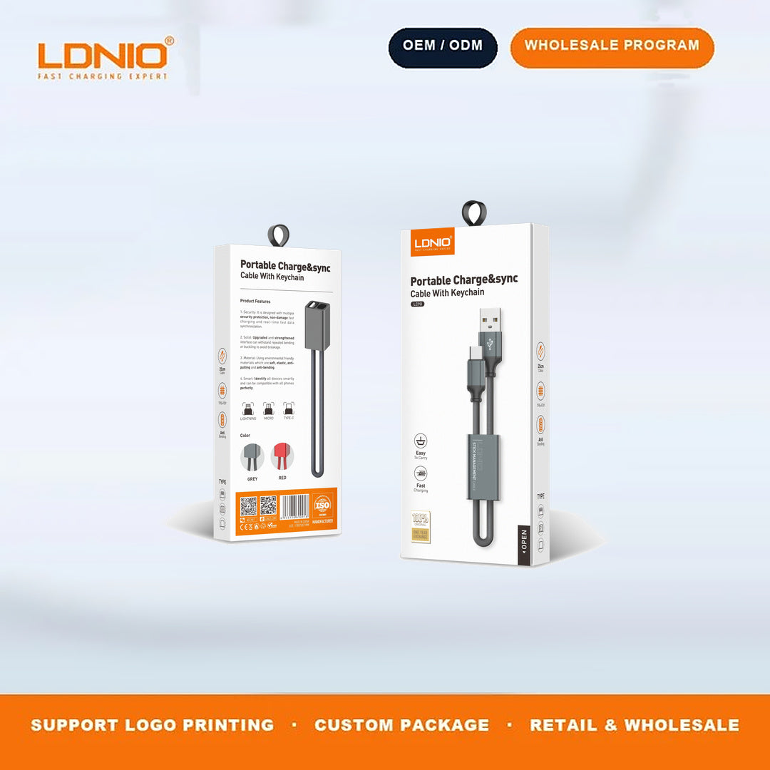 LDNIO LC98 Portable Keychain Type-C Cable 2.4A Fast Charge & Data Sync