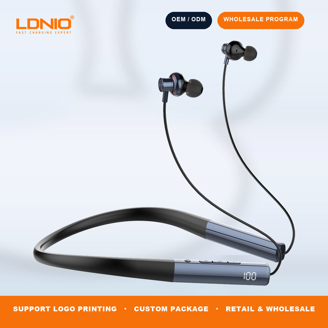 LDNIO N01 Bluetooth 5.3 Neckband Earphones 50H Playtime Magnetic Sport Headset Factory Wholesale