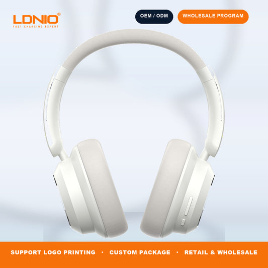 LDNIO H01 ANC Wireless Over Ear Headphones Bluetooth 5.4 RGB Light 130H Playtime Wholesale OEM ODM