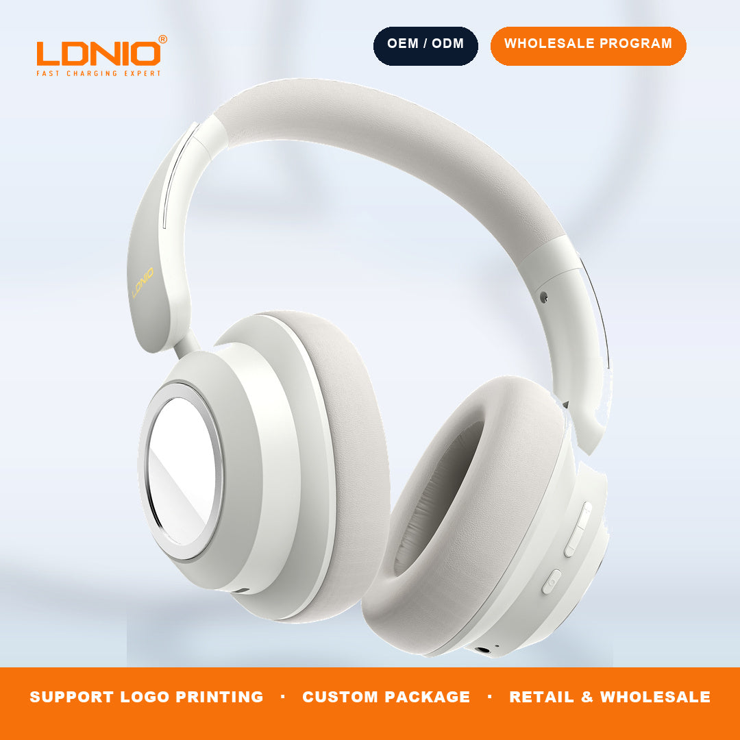 LDNIO H01 ANC Wireless Over Ear Headphones Bluetooth 5.4 RGB Light 130H Playtime Wholesale OEM ODM