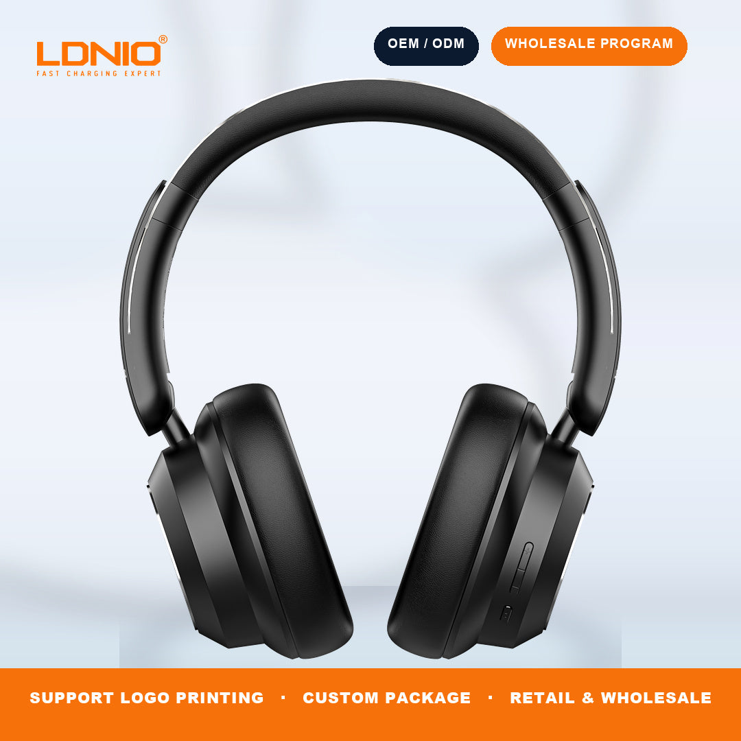 LDNIO H01 ANC Wireless Over Ear Headphones Bluetooth 5.4 RGB Light 130H Playtime Wholesale OEM ODM