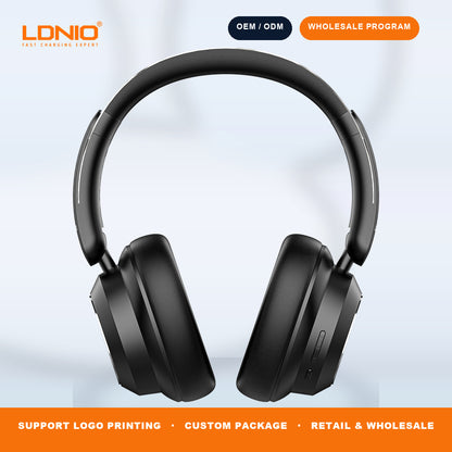 LDNIO H01 ANC Wireless Over Ear Headphones Bluetooth 5.4 RGB Light 130H Playtime Wholesale OEM ODM