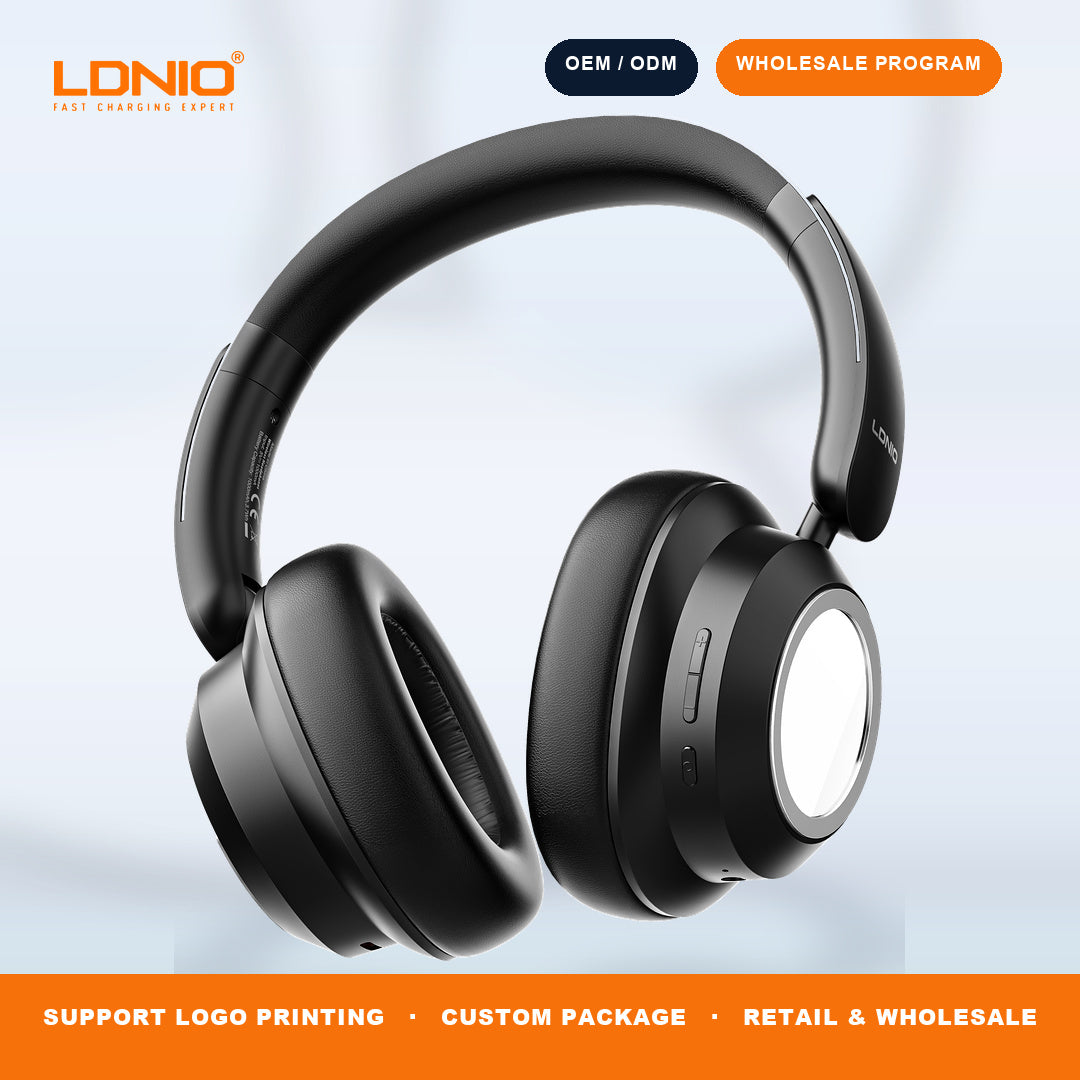 LDNIO H01 ANC Wireless Over Ear Headphones Bluetooth 5.4 RGB Light 130H Playtime Wholesale OEM ODM