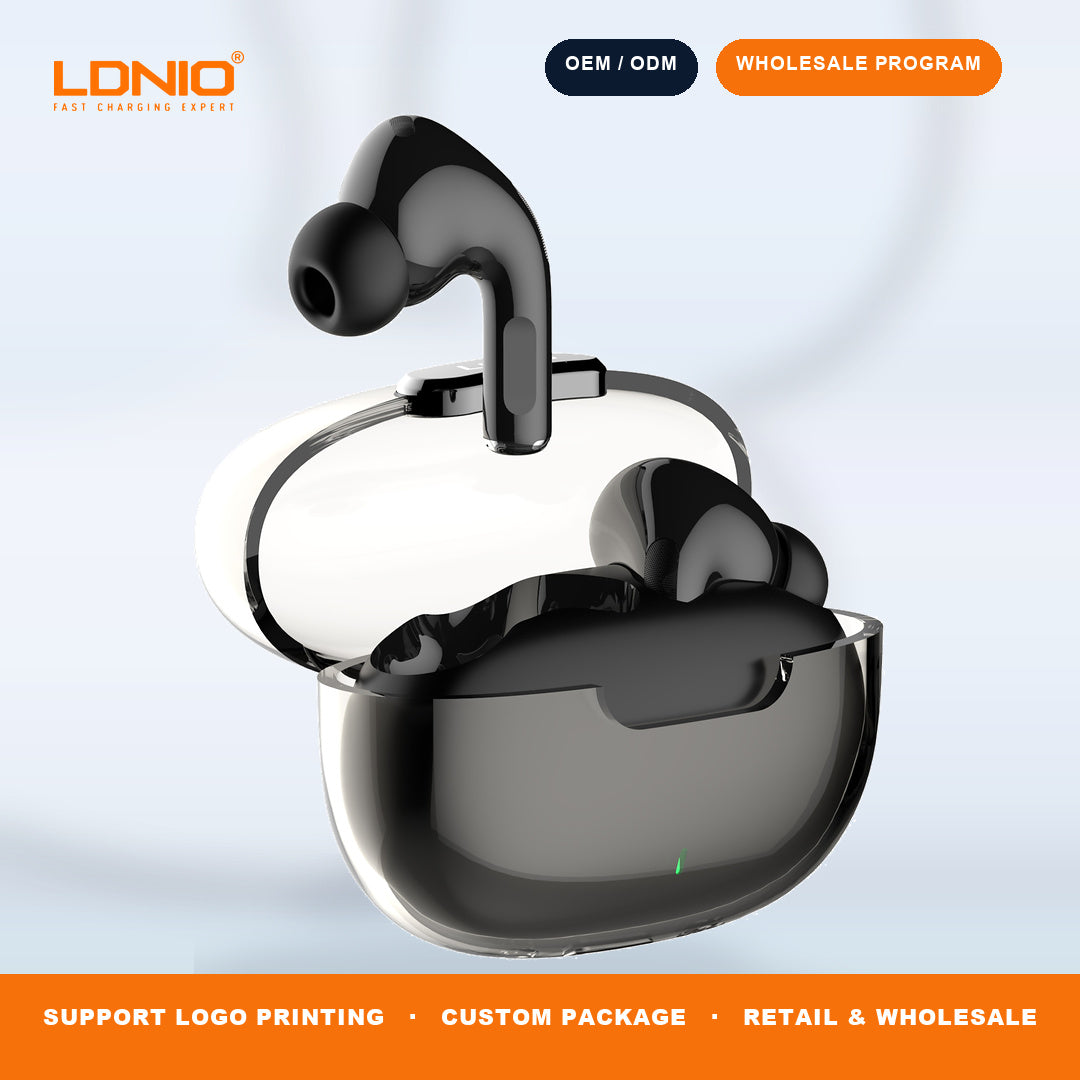LDNIO T02 Crystal TWS Earbuds Transparent Charging Case Wireless In-Ear Headphones