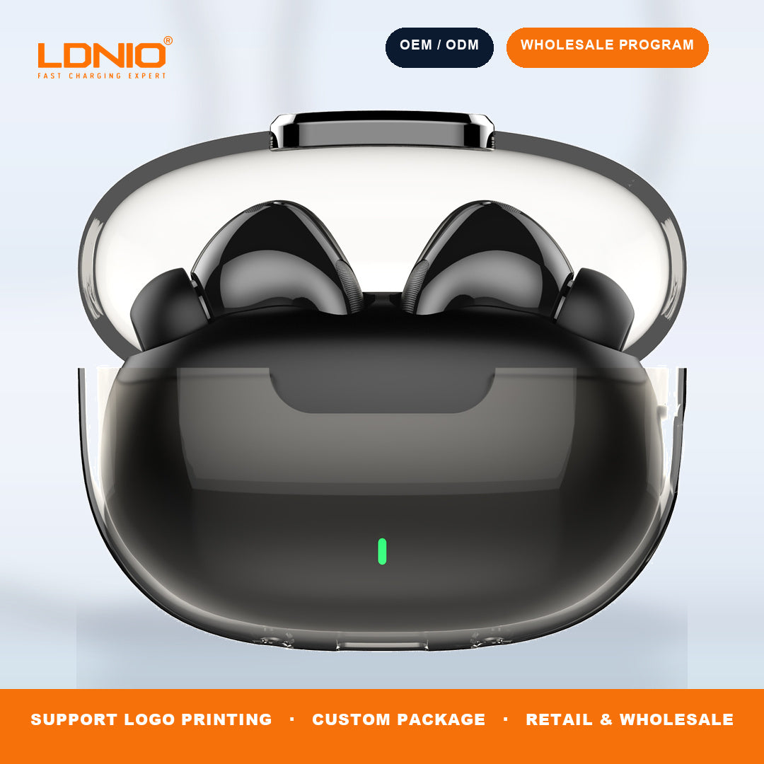 LDNIO T02 Crystal TWS Earbuds Transparent Charging Case Wireless In-Ear Headphones