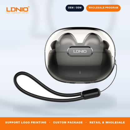 LDNIO T02 Crystal TWS Earbuds Transparent Charging Case Wireless In-Ear Headphones