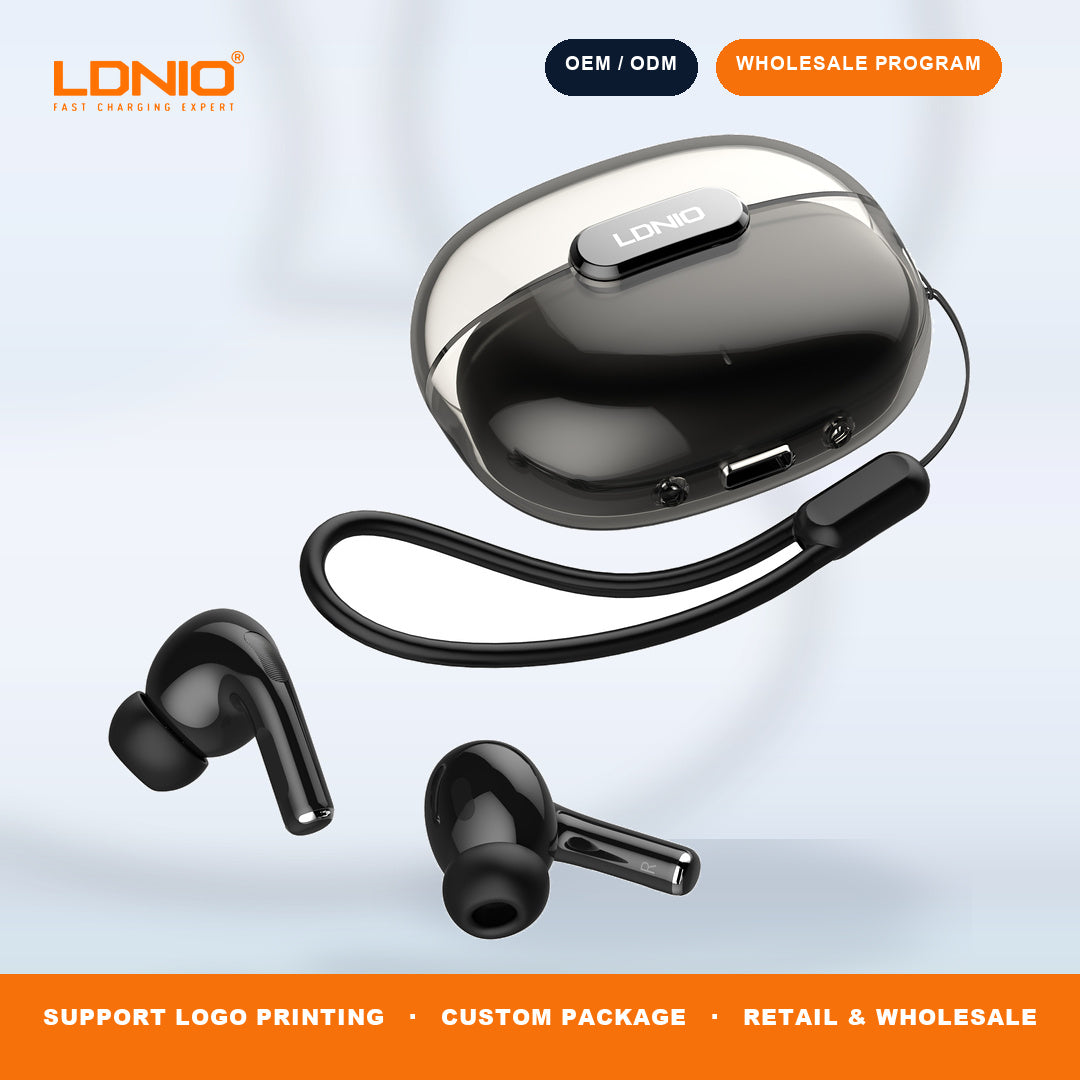 LDNIO T02 Crystal TWS Earbuds Transparent Charging Case Wireless In-Ear Headphones