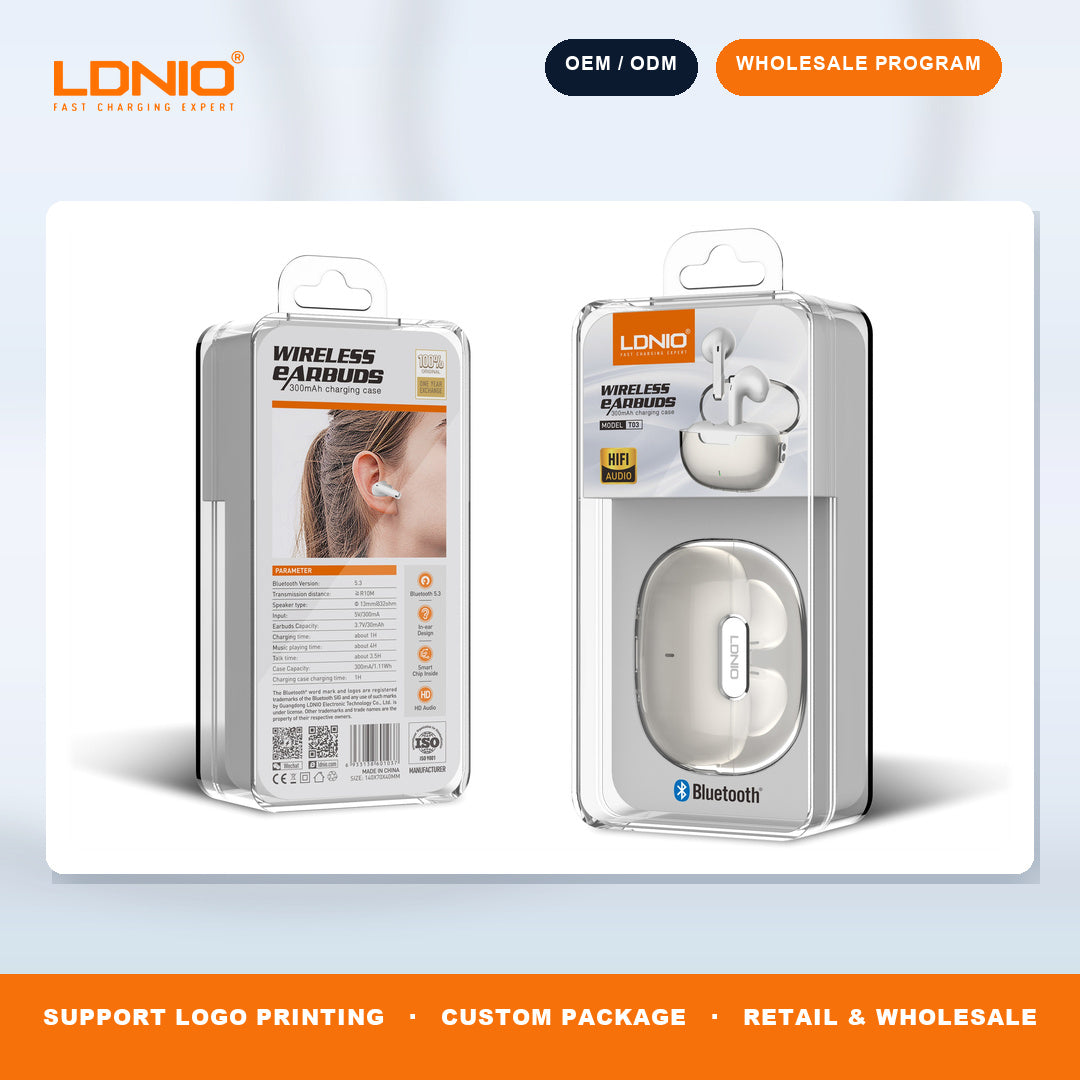 LDNIO T03 Crystal Shell TWS Earbuds Wireless Bluetooth In-Ear Headphones Wholesale