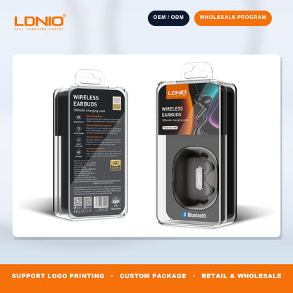 LDNIO T02 Crystal TWS Earbuds Transparent Charging Case Wireless In-Ear Headphones