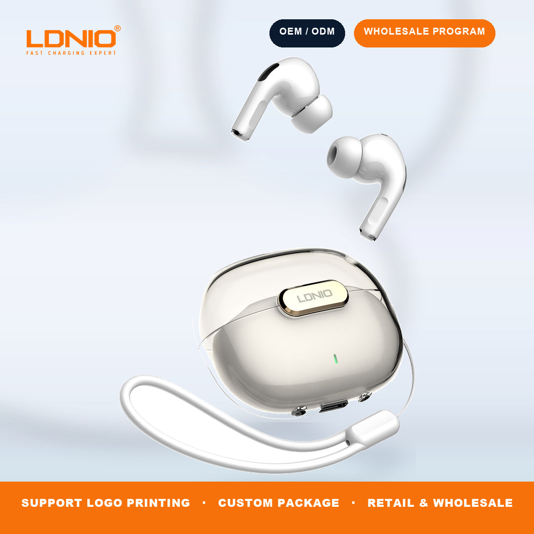 LDNIO T02 Crystal TWS Earbuds Transparent Charging Case Wireless In-Ear Headphones