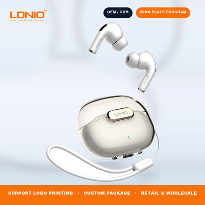 LDNIO T02 Crystal TWS Earbuds Transparent Charging Case Wireless In-Ear Headphones