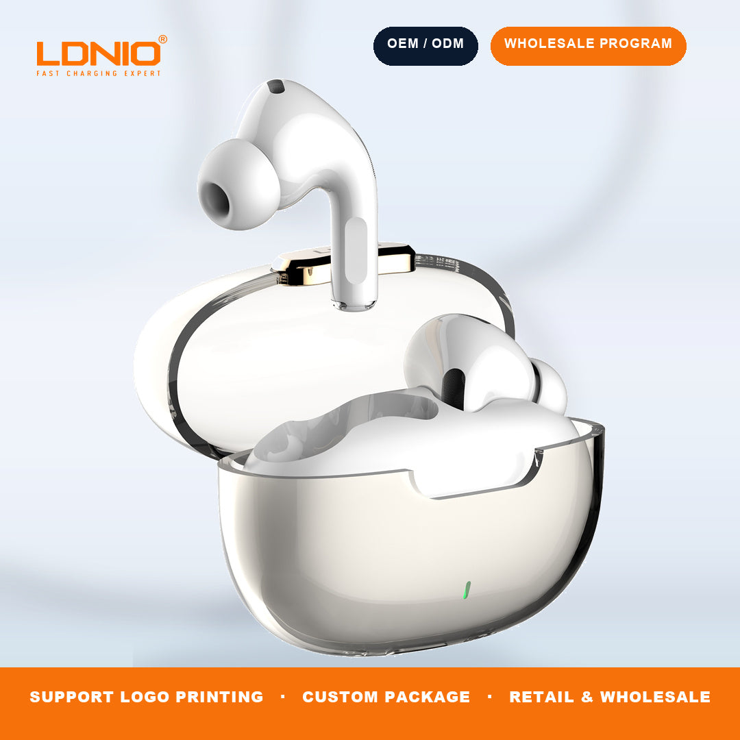 LDNIO T02 Crystal TWS Earbuds Transparent Charging Case Wireless In-Ear Headphones