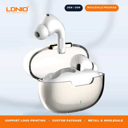 LDNIO T02 Crystal TWS Earbuds Transparent Charging Case Wireless In-Ear Headphones