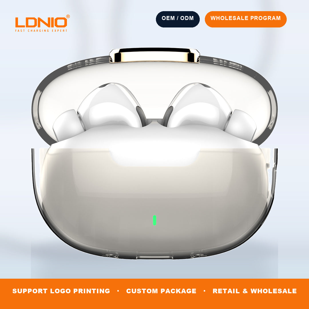 LDNIO T02 Crystal TWS Earbuds Transparent Charging Case Wireless In-Ear Headphones
