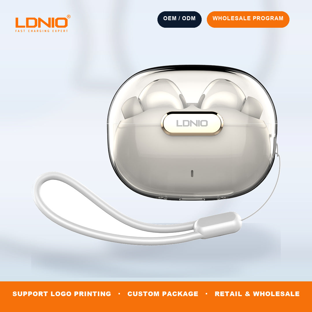 LDNIO T02 Crystal TWS Earbuds Transparent Charging Case Wireless In-Ear Headphones