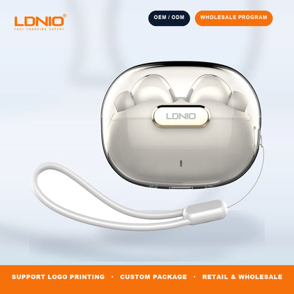 LDNIO T02 Crystal TWS Earbuds Transparent Charging Case Wireless In-Ear Headphones