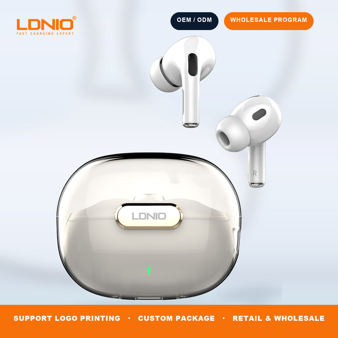 LDNIO T02 Crystal TWS Earbuds Transparent Charging Case Wireless In-Ear Headphones