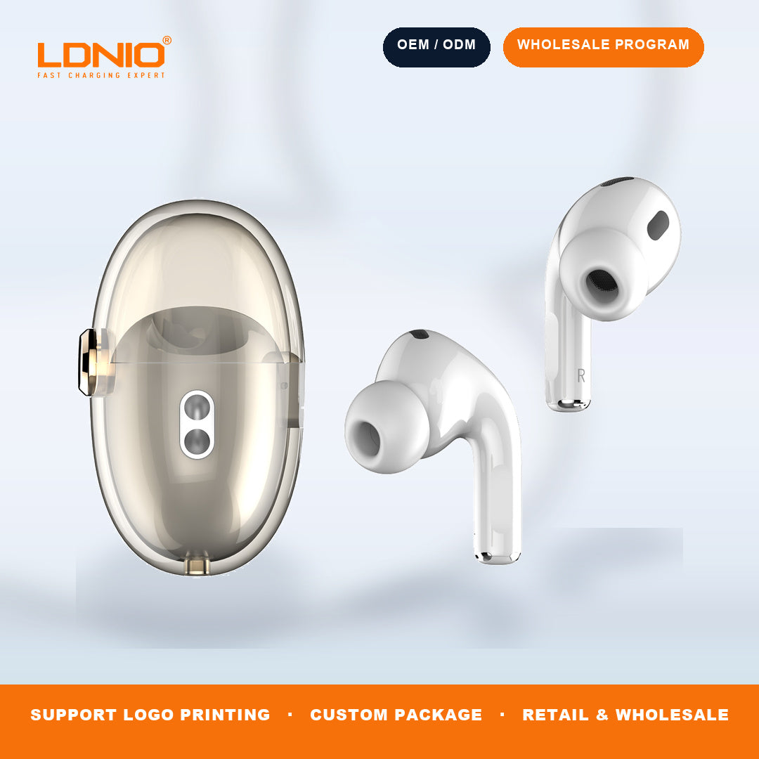 LDNIO T02 Crystal TWS Earbuds Transparent Charging Case Wireless In-Ear Headphones
