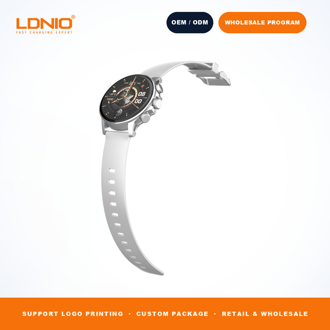 LDNIO SW1 Men Round Smart Watch Silicone Strap