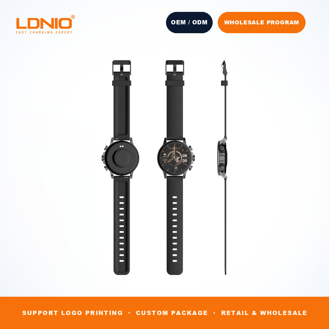 LDNIO SW1 Men Round Smart Watch Silicone Strap