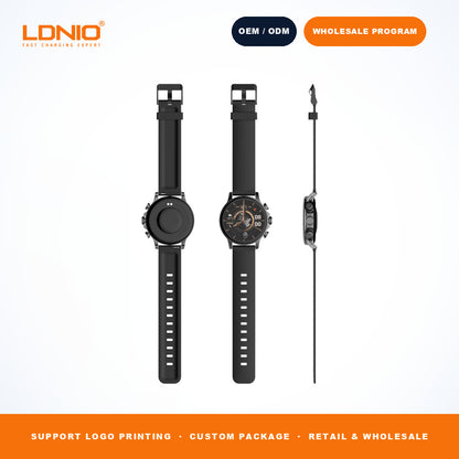 LDNIO SW1 Men Round Smart Watch Silicone Strap