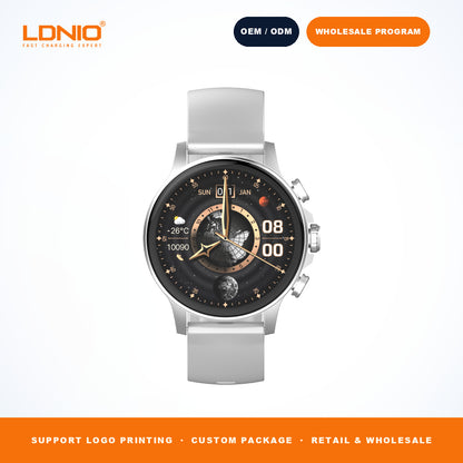 LDNIO SW1 Men Round Smart Watch Silicone Strap