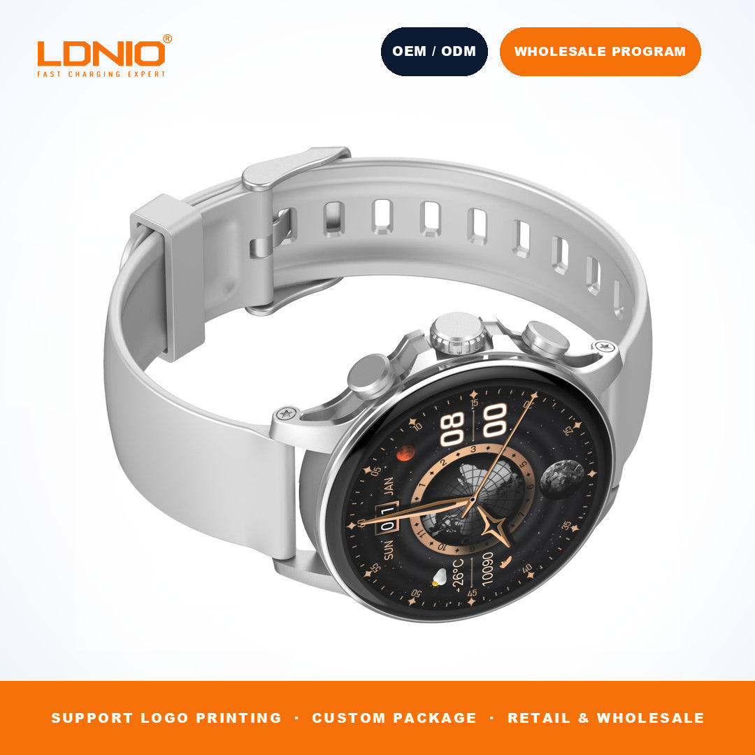 LDNIO SW1 Men Round Smart Watch Silicone Strap