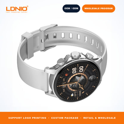 LDNIO SW1 Men Round Smart Watch Silicone Strap
