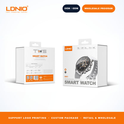 LDNIO SW1 Men Round Smart Watch Silicone Strap