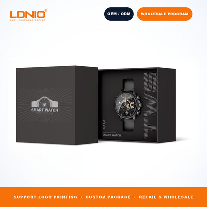 LDNIO SW1 Men Round Smart Watch Silicone Strap
