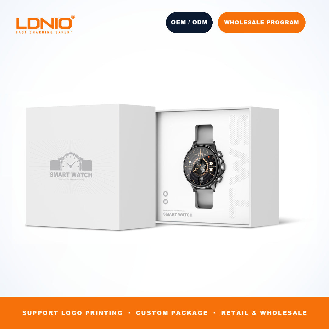 LDNIO SW1 Men Round Smart Watch Silicone Strap