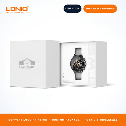 LDNIO SW1 Men Round Smart Watch Silicone Strap