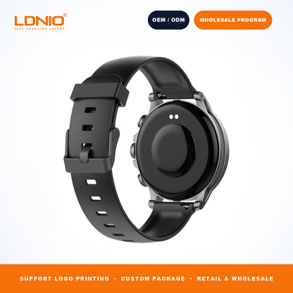 LDNIO SW1 Men Round Smart Watch Silicone Strap