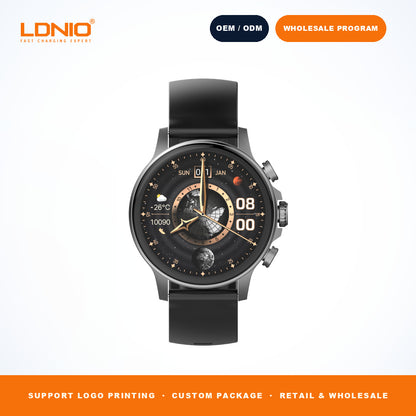 LDNIO SW1 Men Round Smart Watch Silicone Strap