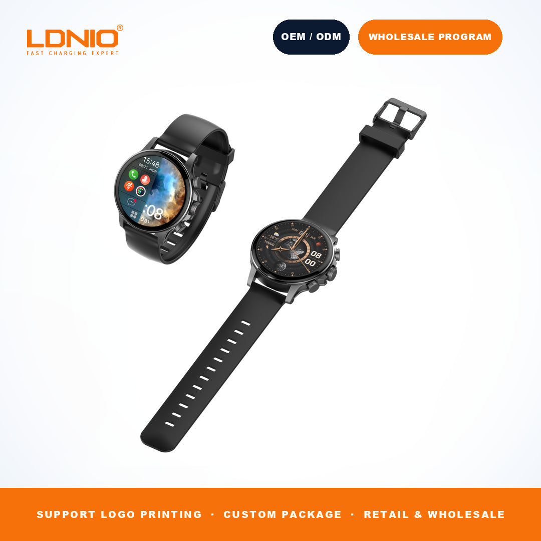 LDNIO SW1 Men Round Smart Watch Silicone Strap