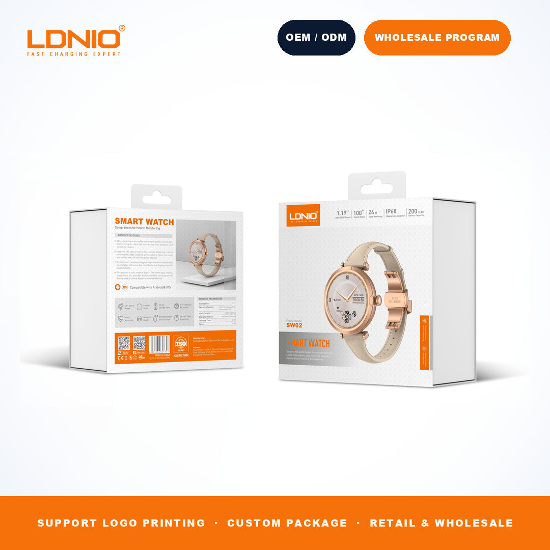 LDNIO SW2 Ladies Round Smart Watch Thin Leather Strap