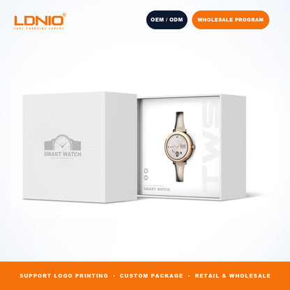 LDNIO SW2 Ladies Round Smart Watch Thin Leather Strap