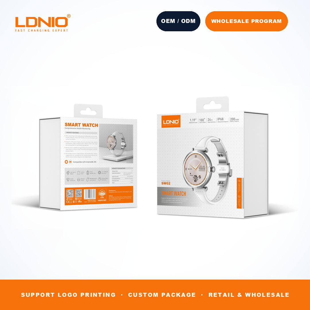 LDNIO SW2 Ladies Round Smart Watch Thin Leather Strap
