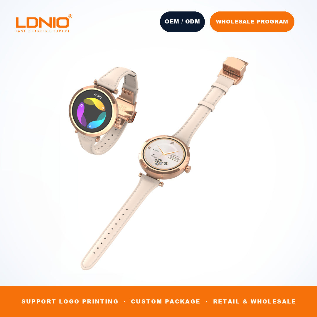 LDNIO SW2 Ladies Round Smart Watch Thin Leather Strap