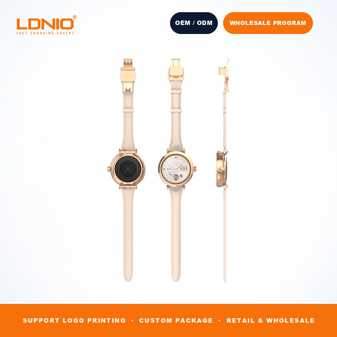 LDNIO SW2 Ladies Round Smart Watch Thin Leather Strap