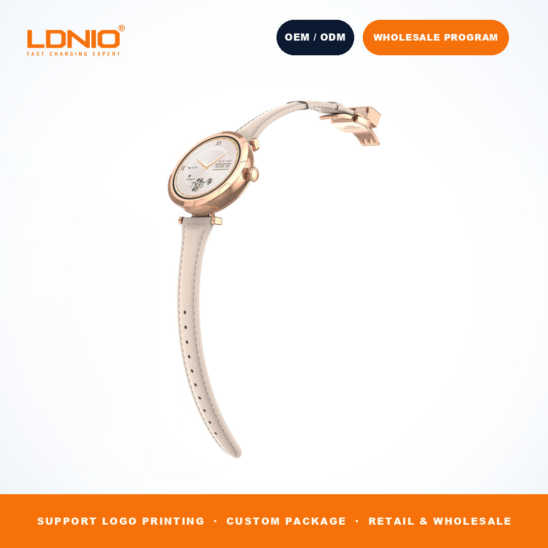 LDNIO SW2 Ladies Round Smart Watch Thin Leather Strap